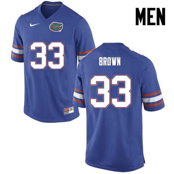 NCAA Florida Gators Mack Brown Men's #33 Nike Blue Stitched Authentic College Football Jersey IIU5264DL